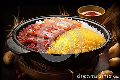 Asian rice different variety beef. Generate AI Stock Photo