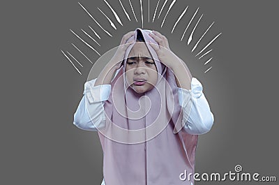 Asian`s woman sick stressed dizzy woman suffering, dizziness, headache, ill woman Stock Photo