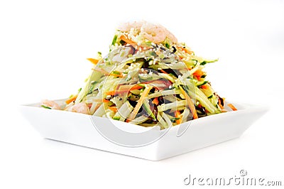 Asian salad served on plate isolated on white Stock Photo