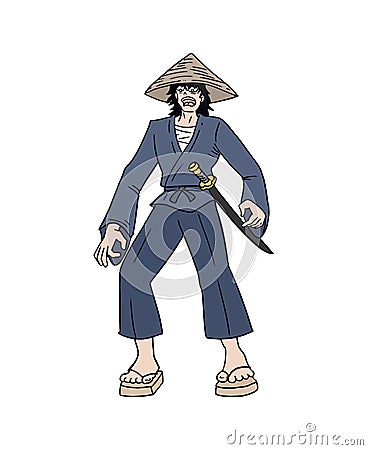 Asian samurai draw Vector Illustration