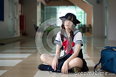 Asian school girl Stock Photo
