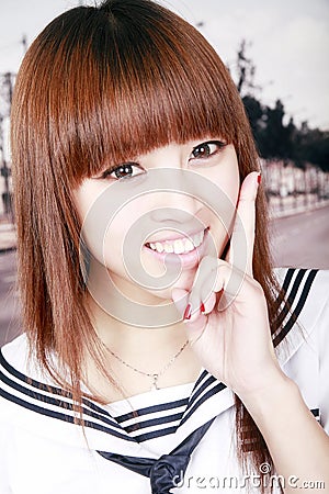 Asian schoolgirl portrait Stock Photo