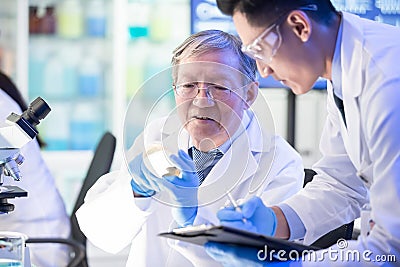 Asian scientist team meeting Stock Photo