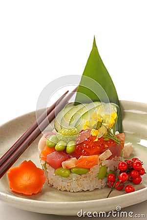 Asian seafood appetizer with fresh vegetables Stock Photo