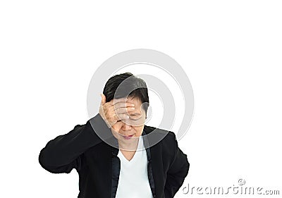 Asian senior executive businesswoman disappoint and sad with business result Stock Photo