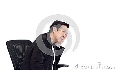 Asian senior executive businesswoman stress with business Stock Photo