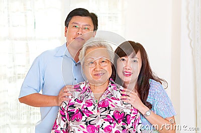 Asian senior woman and children Stock Photo