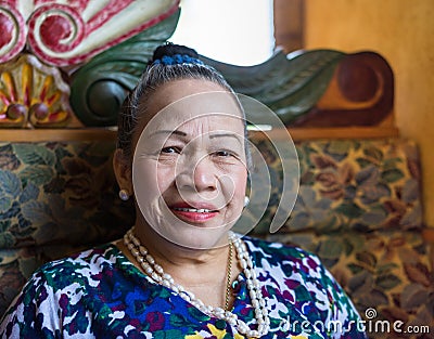 Asian senior woman smiling Stock Photo