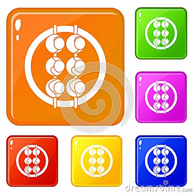 Asian shashlik icons set vector color Vector Illustration