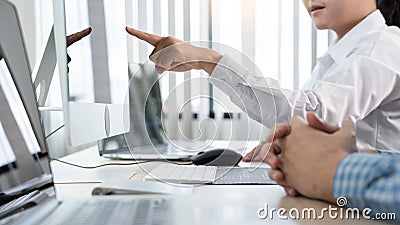 Asian Software engineer Programmer team working together on project of the System Coding New Application In IT Company Office Stock Photo