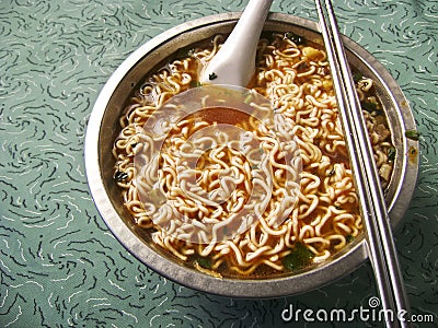 Asian spicy instant noodle soup Stock Photo