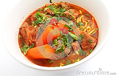 Asian style beef noodles Stock Photo