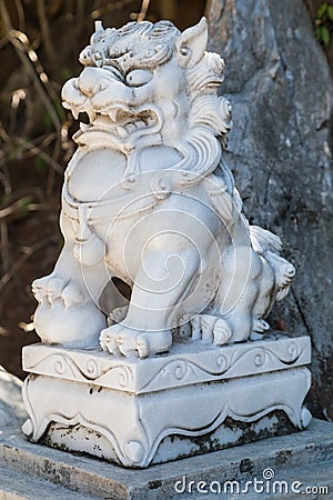 Asian style statue of lion, Marble mountains, Vietnam Stock Photo