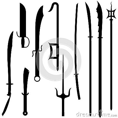 Asian Swords & Spears Vector Illustration