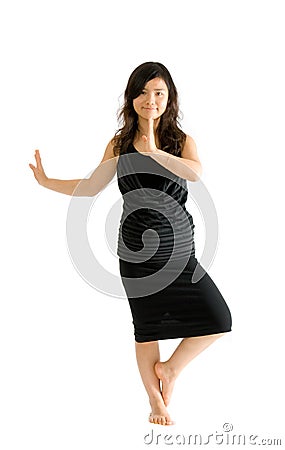 Asian teenager in black skirt isolated Stock Photo