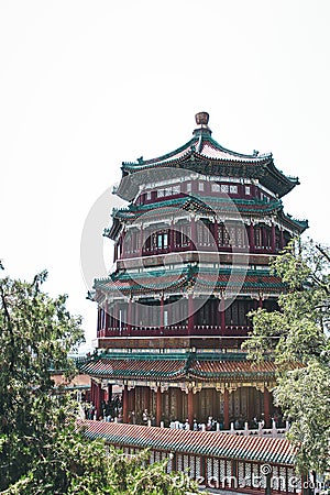 Asian Temple in Pekin Park, China, classical architecture Stock Photo