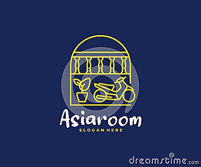 Asian tourism logo design. House exterior asian style vector design Vector Illustration