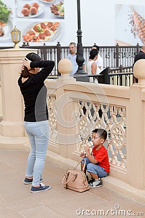 Asian tourists in Dubai. travel lifestyle Editorial Stock Photo