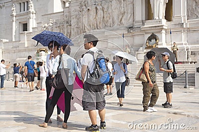 Asian Tourists in Rome Editorial Stock Photo