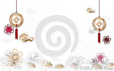 Asian traditional floral with Chinese new year ornament background Vector Illustration