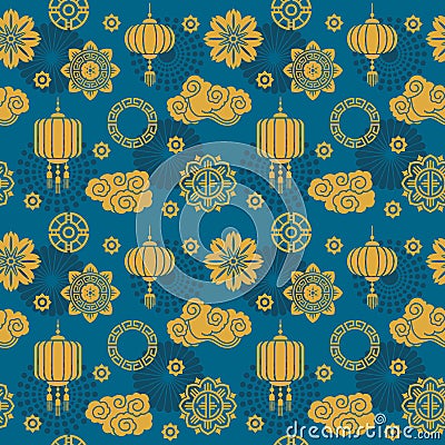 Asian vector decoration. Chinese and japanese motif seamless pattern for silk textile Vector Illustration