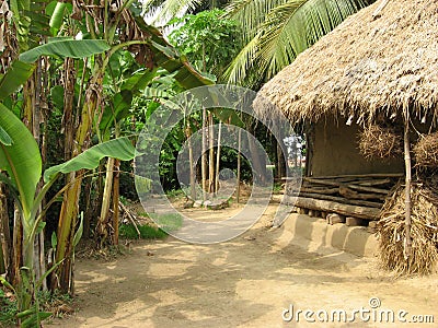 Asian Village Mud House Stock Photo