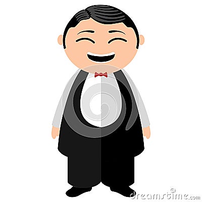 Asian waiter cartoon character Vector Illustration