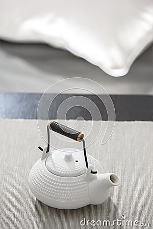 Asian white tea pot Stock Photo