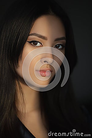 Asian Woman Beauty Face Closeup Portrait Stock Photo