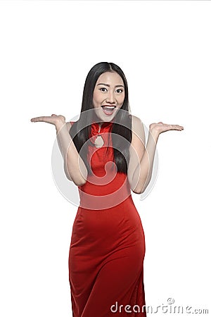 Asian woman in cheongsam dress Stock Photo