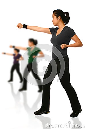 Asian woman in combat stance Stock Photo