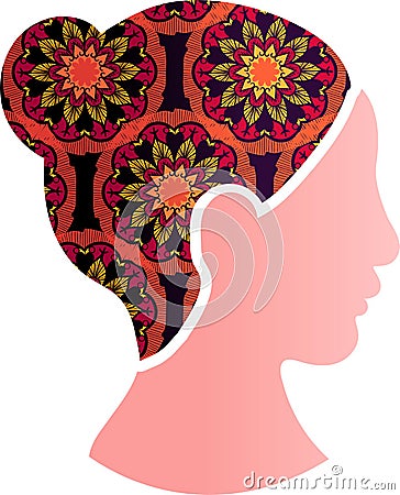 Asian Woman Face Silhouette Profile Icon Isolated Stock Photo