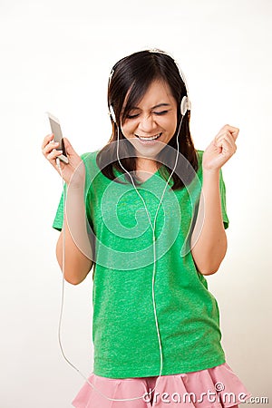 Asian woman and headphone Stock Photo