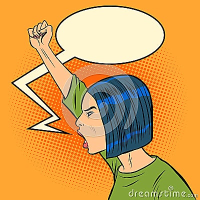 Asian woman protest Vector Illustration