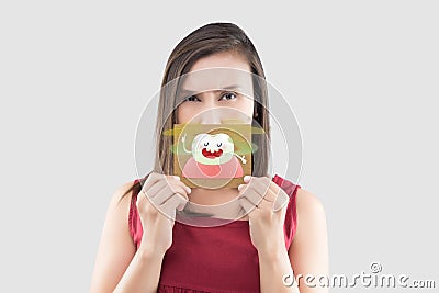 Bad breath or Halitosis Stock Photo