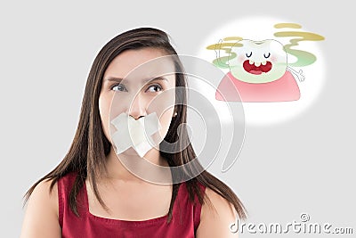 Bad breath or Halitosis Stock Photo