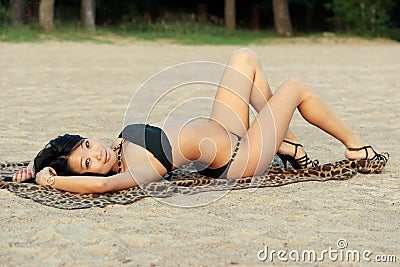 Asian woman rest Stock Photo