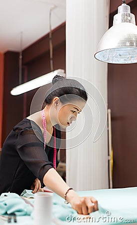 Asian woman tailor fashion clothes dress designer Stock Photo