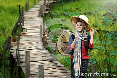 Asian woman traditional dress. Stock Photo