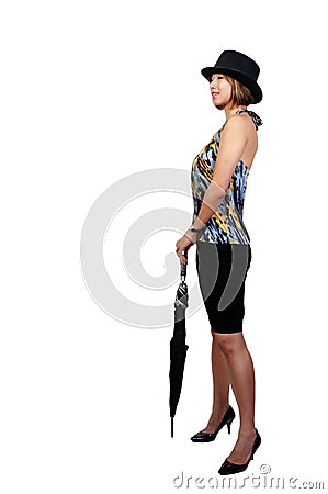 Asian Woman Wearing a Top hat Stock Photo