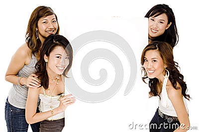 Asian Women and Blank Space Stock Photo