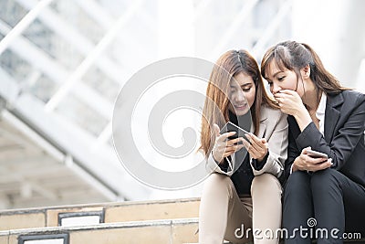 Asian women or businesswomen using smartphone , business and communication concept Stock Photo
