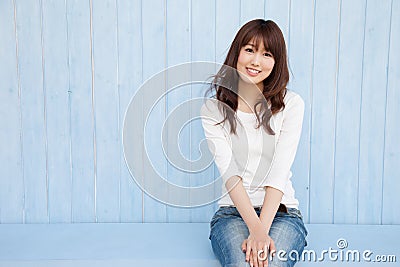 Asian women fluttering hair Stock Photo