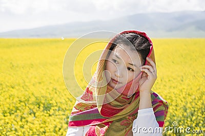 Asian women in flower Stock Photo