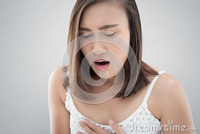 Asian women are vomiting because of morning sickness Stock Photo