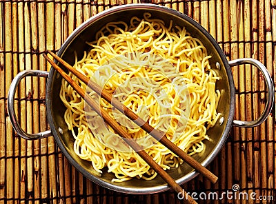 Asian yellow noodles Stock Photo