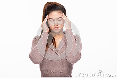 Asian young Woman have a Migraine and headache Stock Photo