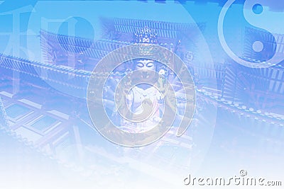 Asian Zen Soothing Abstract Collage Background Stock Photo