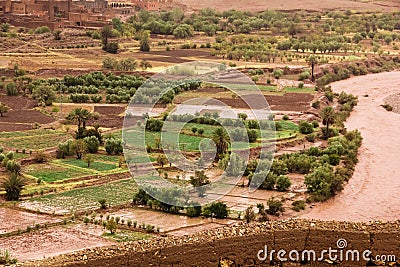 Asif ounila river and valley. Ait Ben Haddou. Morocco. Stock Photo