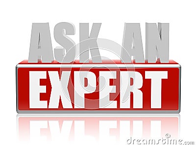 Ask an expert in 3d letters and block Stock Photo